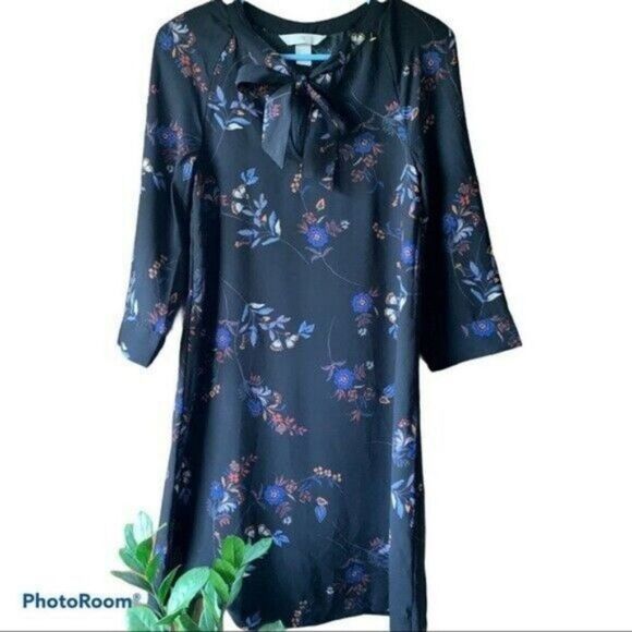H&M Floral Print Bow Shift Dress | Women Size 0 - Picture 1 of 6